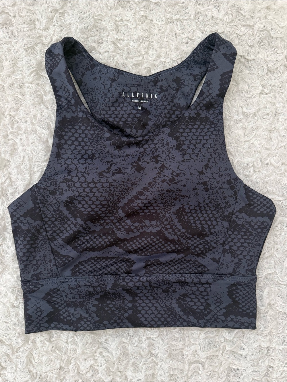 Black Snake-Print Racerback Cropped Tank